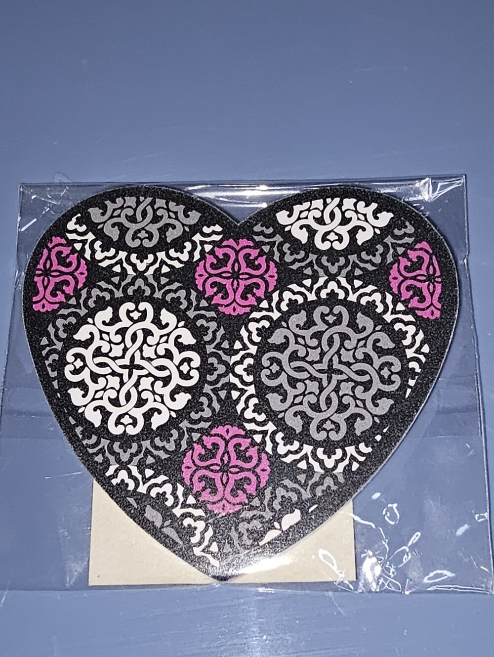 Vera Bradley Black White and Pink Heart Nail File Buffer